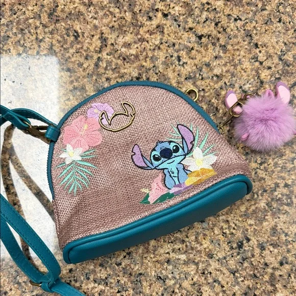 Stitch Crossbody Bag with Teal and Pink Accents - Picture 1 of 7